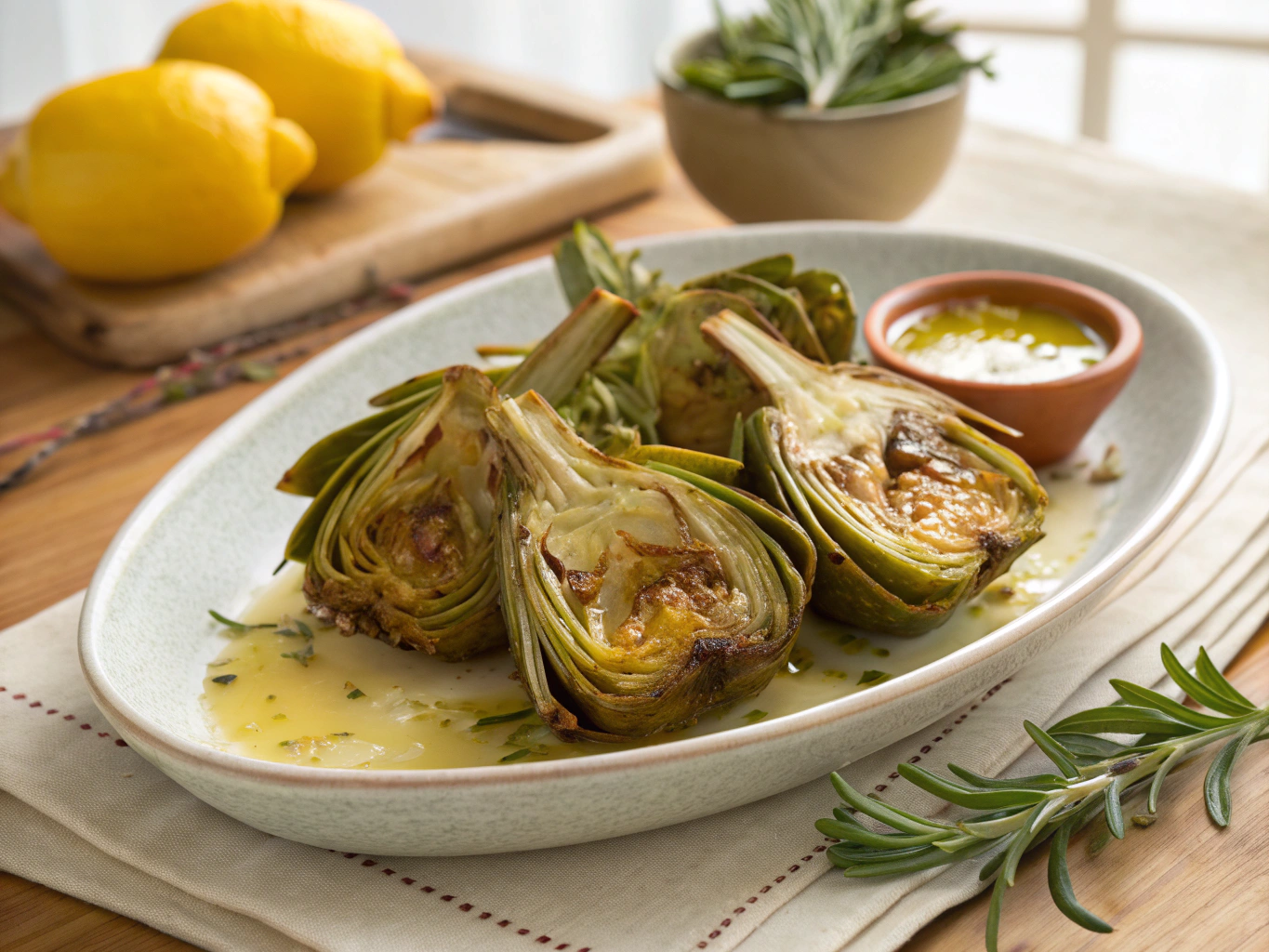 Crispy fried artichoke hearts with lemon and herbs